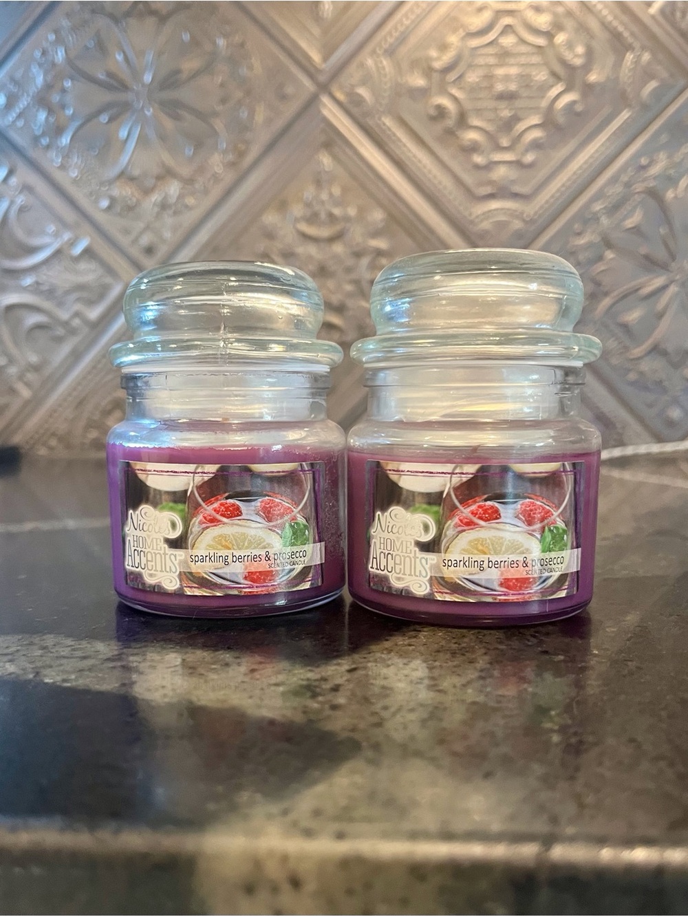 Sparkling Berries & Prosecco Scented Purple Jar Candles (Set of 2)